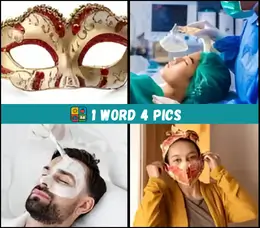 Face covering image from 4 Pics 1 Word level 67