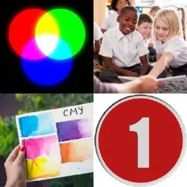 Correct answer PRIMARY for four pics one word level 54