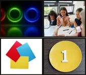 Four images showing the clue for 4 pics 1 word level 54